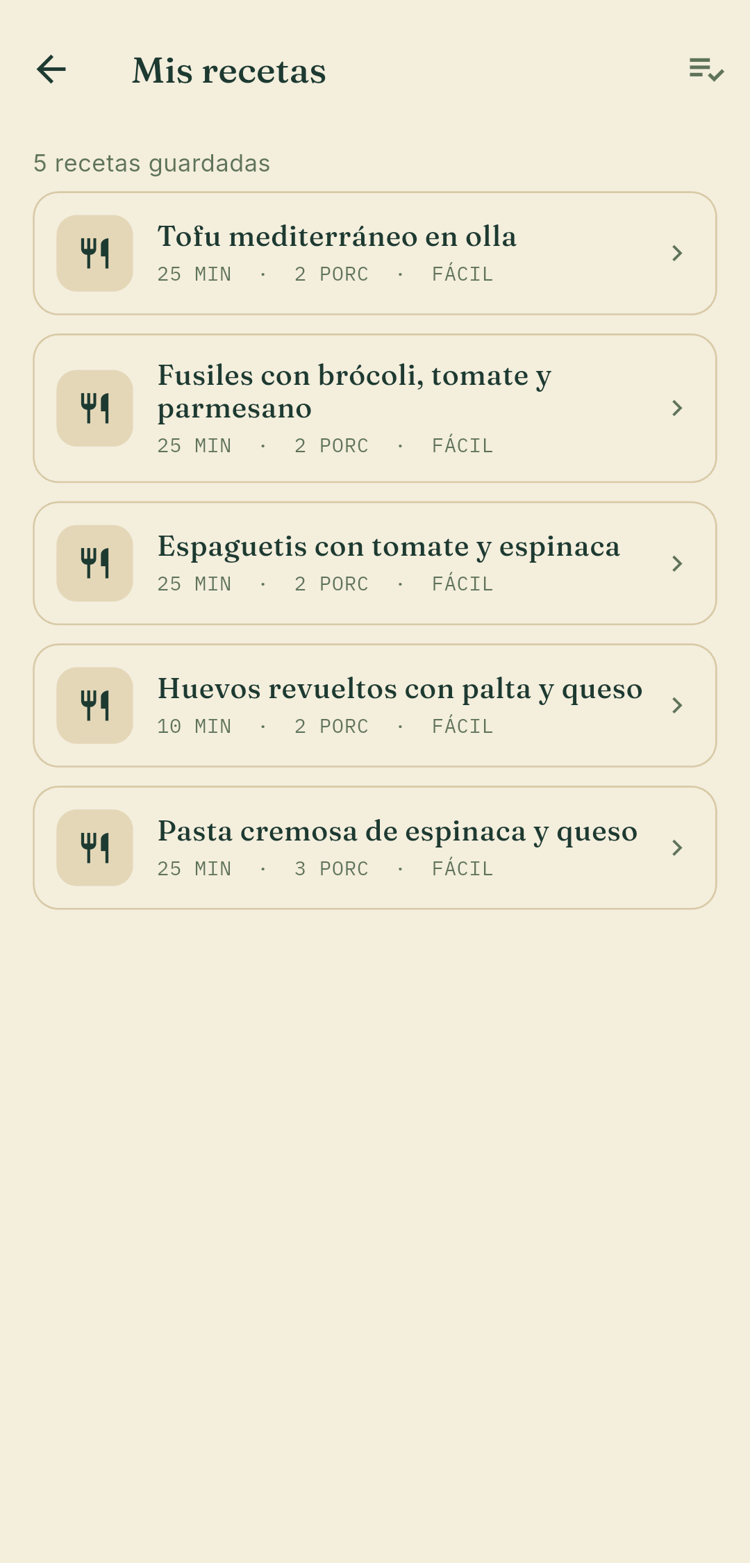 Saved recipes in Lagom